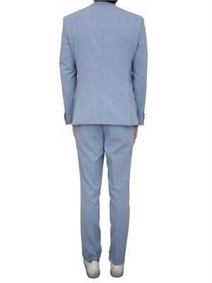 BOSS Abito Hugo tre pezzi slim fit in tessuto effetto lino azzurro in UOMO