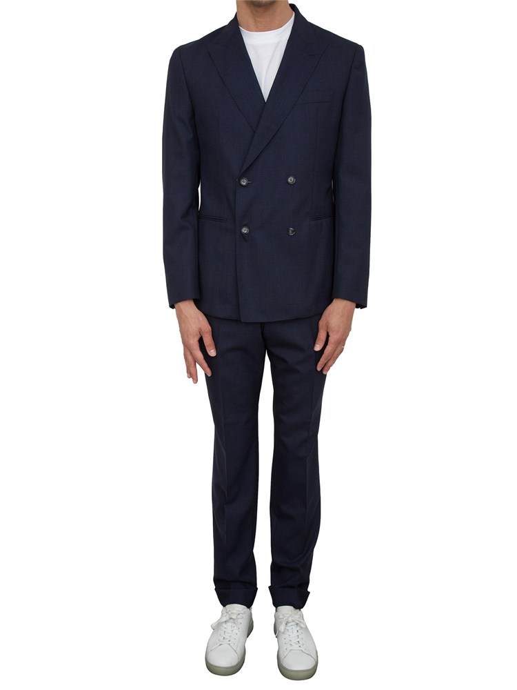 Abito Boss in lana vergine mélange blu con elasticità naturale