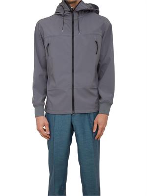 Giubbino uomo grigio C.P. Company antipioggia e antivento full zip con cappuccio in UOMO