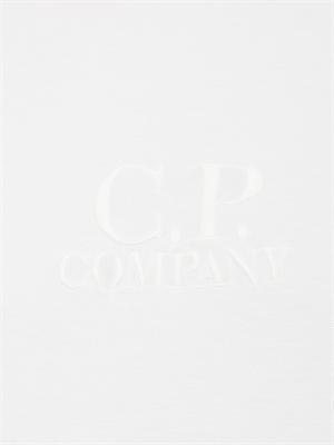 T-shirt bianca girocollo C.P. Company in cotone con logo ricamato in UOMO