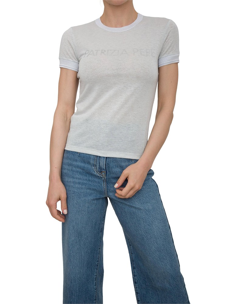 T-shirt Patrizia Pepe in maglia argento chiaro