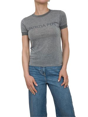 T-shirt Patrizia Pepe in maglia argento scuro in DONNA