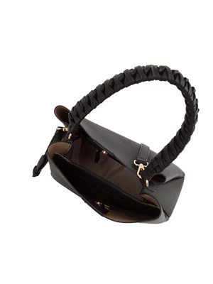 TWIN-SET Borsa a spalla nera Twinset manico intrecciato in DONNA