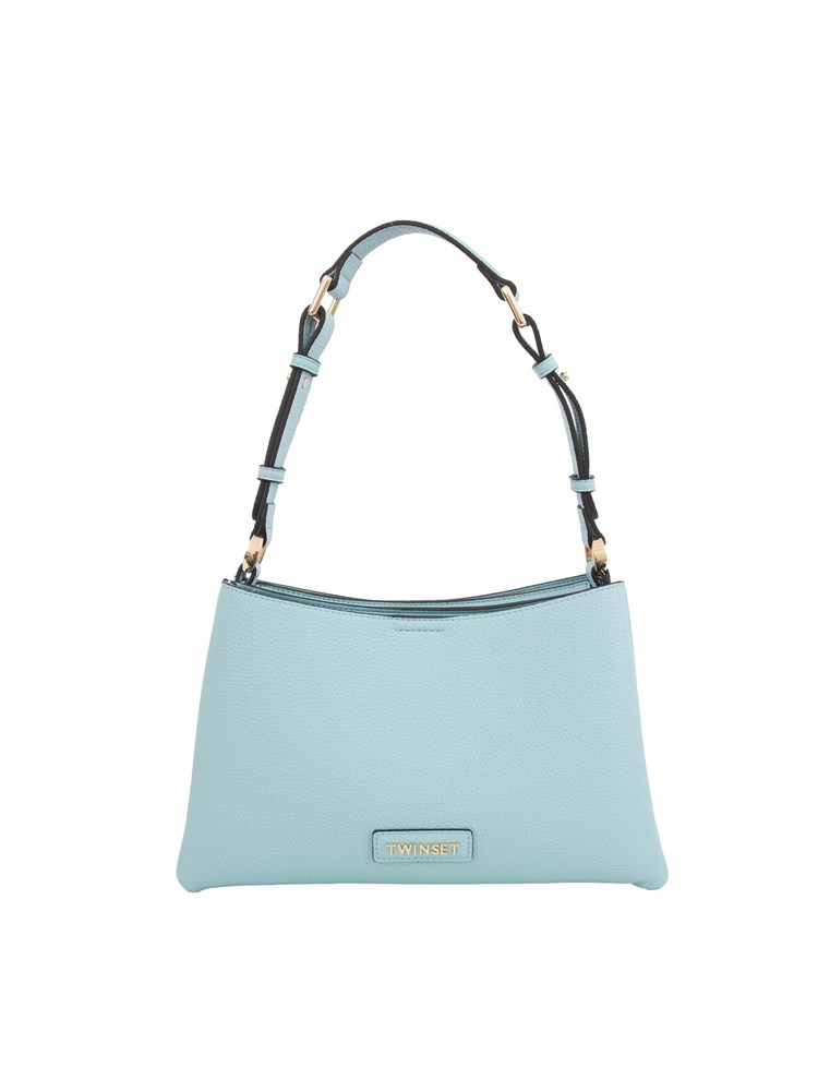TWIN-SET Borsa a spalla celeste Twinset ecopelle martellata