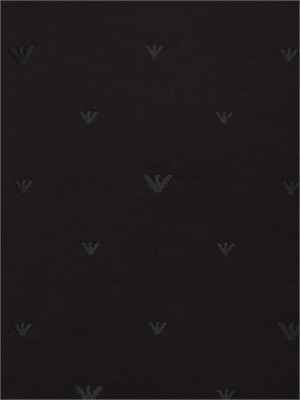 Felpa uomo Emporio Armani in jersey nero con ricamo logo micro aquile all-over in UOMO