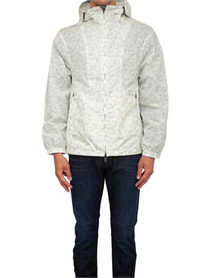 Giubbino avorio Emporio Armani uomo in nylon stampa aquile e soggetti marini all over in UOMO
