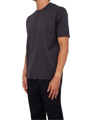T-shirt uomo Emporio Armani in cotone nero con stampa logo lettering all-over in UOMO