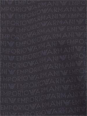 T-shirt uomo Emporio Armani in cotone nero con stampa logo lettering all-over in UOMO