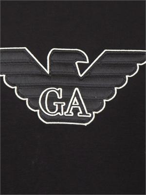 Felpa uomo Emporio Armani in double jersey nero con ricamo logo in UOMO