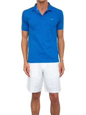 Polo Sun68 blu con logo ricamato in UOMO