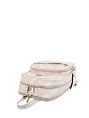 Zaino donna Guess Jeans in pelle sintetica cipria e logo 4G all over in DONNA
