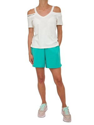 T-shirt bianca Liu Jo donna modello cut out su spalle e logo a contrasto in DONNA