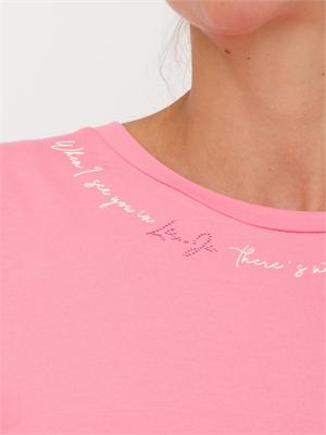 T-shirt rosa Liu Jo donna con stampa lettering sul collo in DONNA