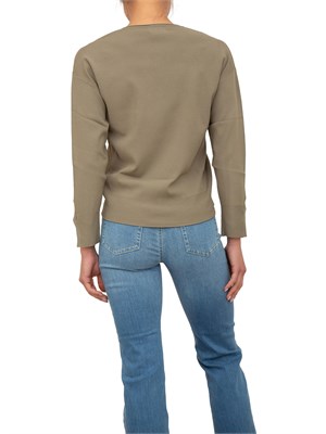 Maglia verde salvia Nenette con scollo V e maniche con taglio e inserto oro in DONNA