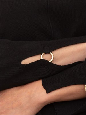 Maglia nera Nenette con scollo V e maniche con taglio e inserto oro in DONNA