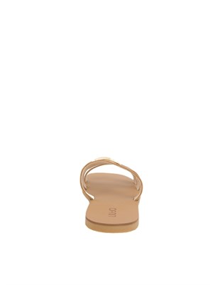 Ciabatte flat Liu Jo in pelle cuoio con maxi logo monogram in DONNA