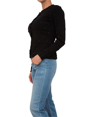 Twin-set Blugirl cardigan e top in viscosa nera con rose applicate a mano in DONNA