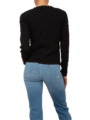 Twin-set Blugirl cardigan e top in viscosa nera con rose applicate a mano in DONNA