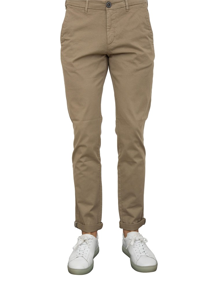 Pantalone chino Aiace Galassi in gabardina stretch taupe