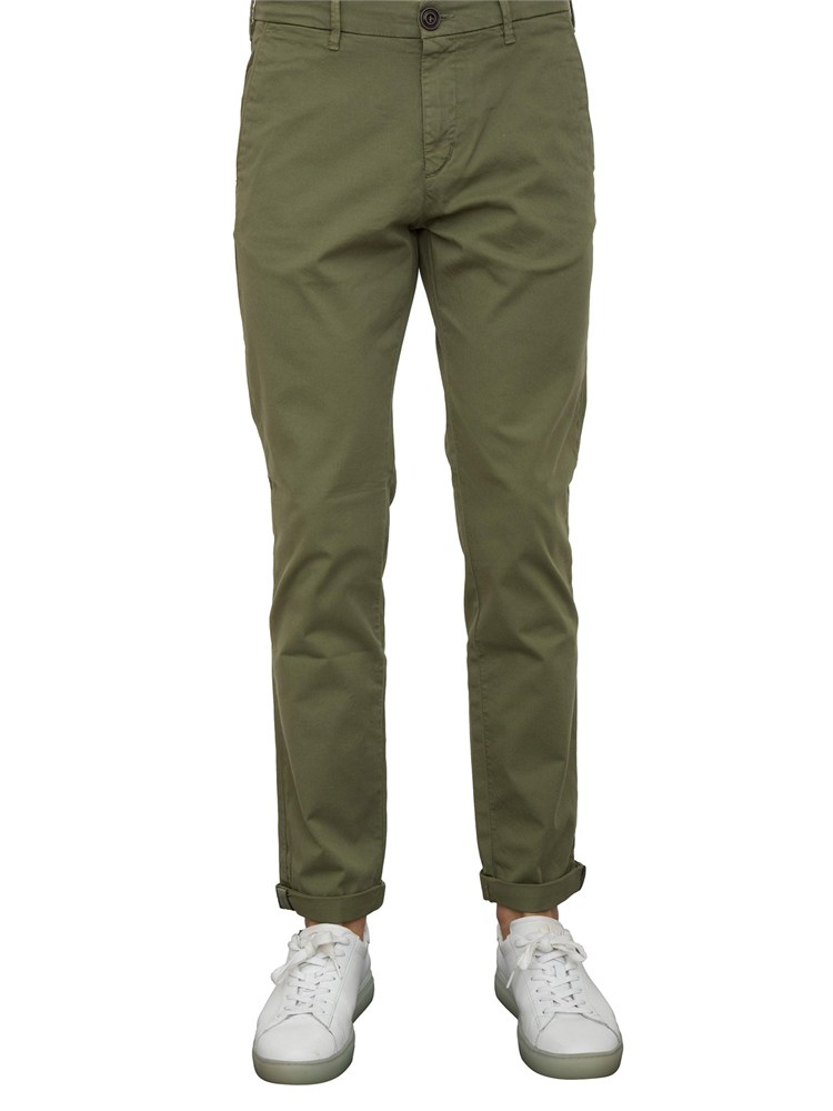 Pantalone chino Aiace Galassi in gabardina stretch verde