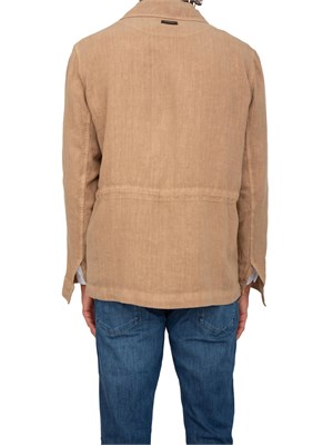 Giacca camicia Peserico uomo modello sahariana in puro lino tinto in capo beige in UOMO
