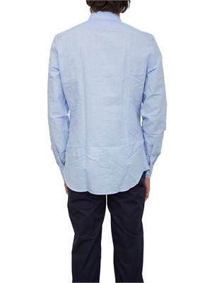 Camicia Corneliani a righe azzurro in misto lino in UOMO
