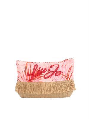 Pochette donna Liu Jo in tessuto fantasia rosa e rafia con frange in DONNA