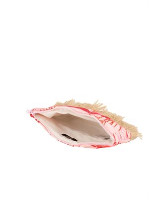 Pochette donna Liu Jo in tessuto fantasia rosa e rafia con frange in DONNA