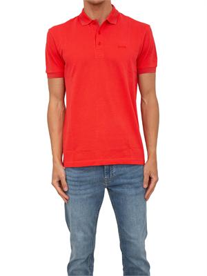 Polo rossa Boss uomo in piqué di cotone con logo in UOMO