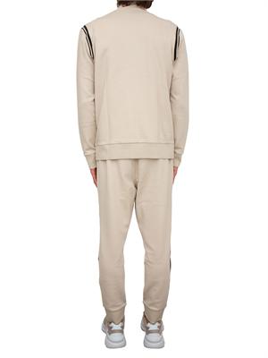 Tuta sportiva Boss beige in cotone elasticizzato con inserti a righe in UOMO