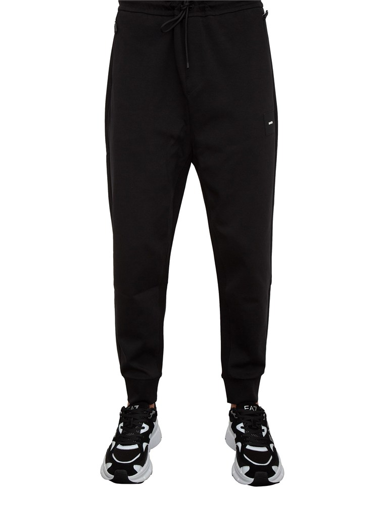 Pantaloni della tuta Boss nero con toppa con logo