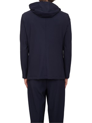 Giacca monopetto uomo Emporio Armani in nylon blu con davantino e cappuccio staccabili in UOMO