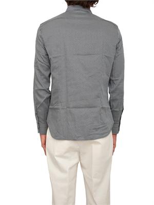 Camicia uomo Emporio Armani in cotone blu con logo aquila stampato all over in UOMO