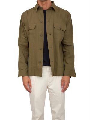 Camicia BOSS uomo relaxed fit in misto lino italiano verde in UOMO
