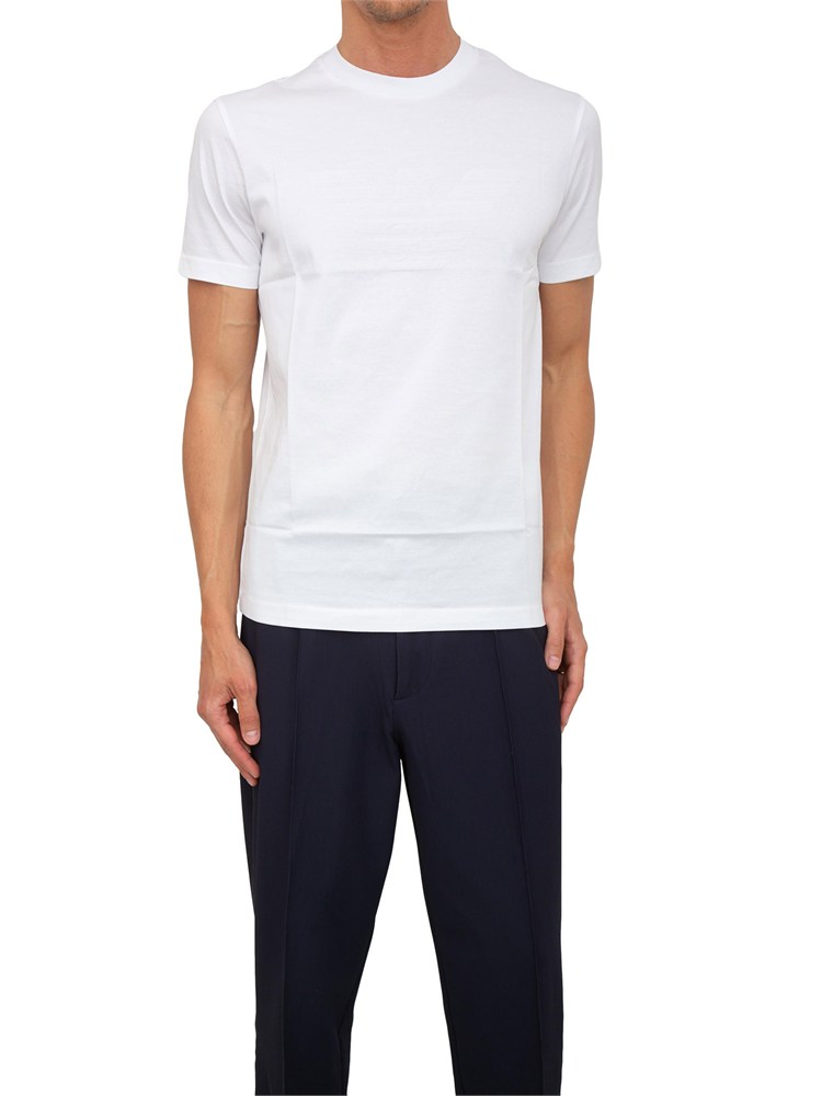 T-shirt bianca Emporio Armani uomo con logo tono su tono