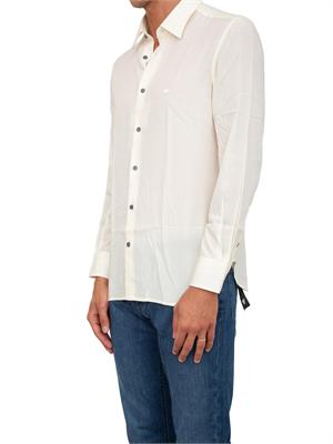 Camicia uomo Emporio Armani in misto cotone e lyocell bianco in UOMO