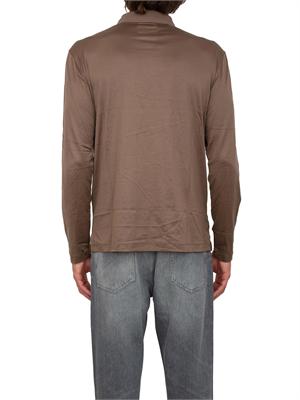 Polo marrone maniche lunghe Emporio Armani uomo in cotone fluido e lucido in UOMO