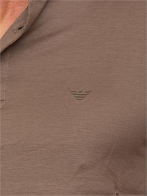Polo marrone maniche lunghe Emporio Armani uomo in cotone fluido e lucido in UOMO