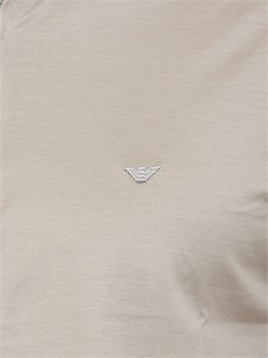 Polo Emporio Armani uomo in jersey misto lyocell beige con zip in UOMO