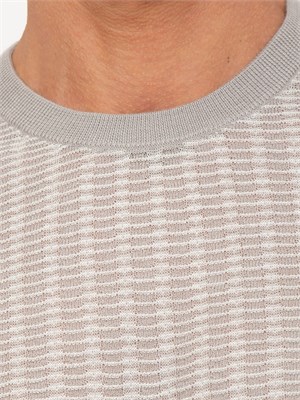 Maglione Emporio Armani in misto lyocell beige con lavorazione maglia in UOMO