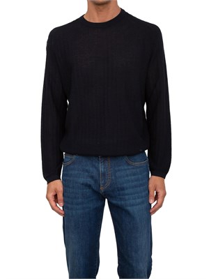Maglione Emporio Armani in misto lyocell blu con lavorazione maglia in UOMO