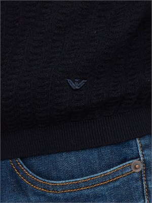 Maglione Emporio Armani in misto lyocell blu con lavorazione maglia in UOMO