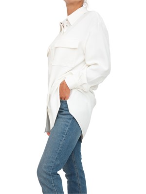 TWIN-SET Camicia Twinset Actitude in crêpe piquet bianco con tasconi applicati avanti in DONNA