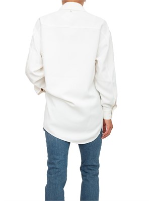 TWIN-SET Camicia Twinset Actitude in crêpe piquet bianco con tasconi applicati avanti in DONNA
