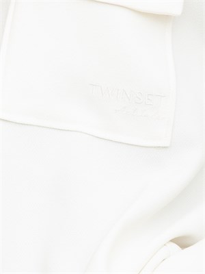 TWIN-SET Camicia Twinset Actitude in crêpe piquet bianco con tasconi applicati avanti in DONNA