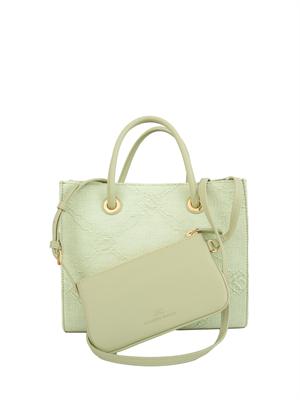 Borsa piccola Elisabetta Franchi in rafia jacquard verde in DONNA