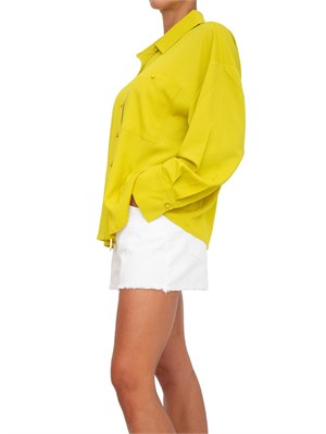 TWIN-SET Camicia Twinset Actitude in crêpe de Chine verde lime con tasca avanti in DONNA