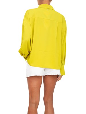 TWIN-SET Camicia Twinset Actitude in crêpe de Chine verde lime con tasca avanti in DONNA