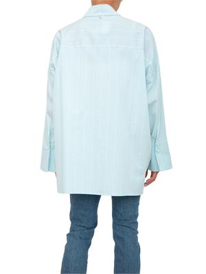 TWIN-SET Camicia Twinset Actitude in popelin tinto filo verde a riche con ricamo castoni in DONNA