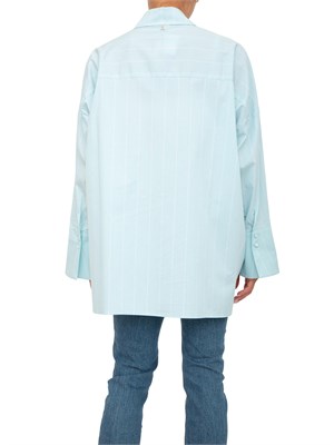 TWIN-SET Camicia Twinset Actitude in popelin tinto filo verde a riche con ricamo castoni in DONNA